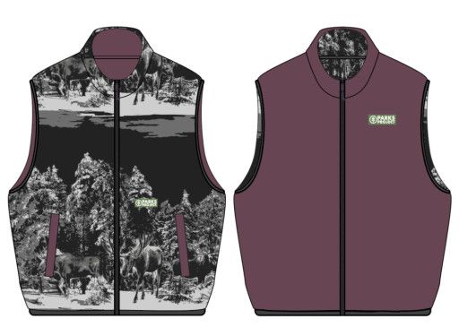 winter moose reversible vest, Color: blkber, Size: Small