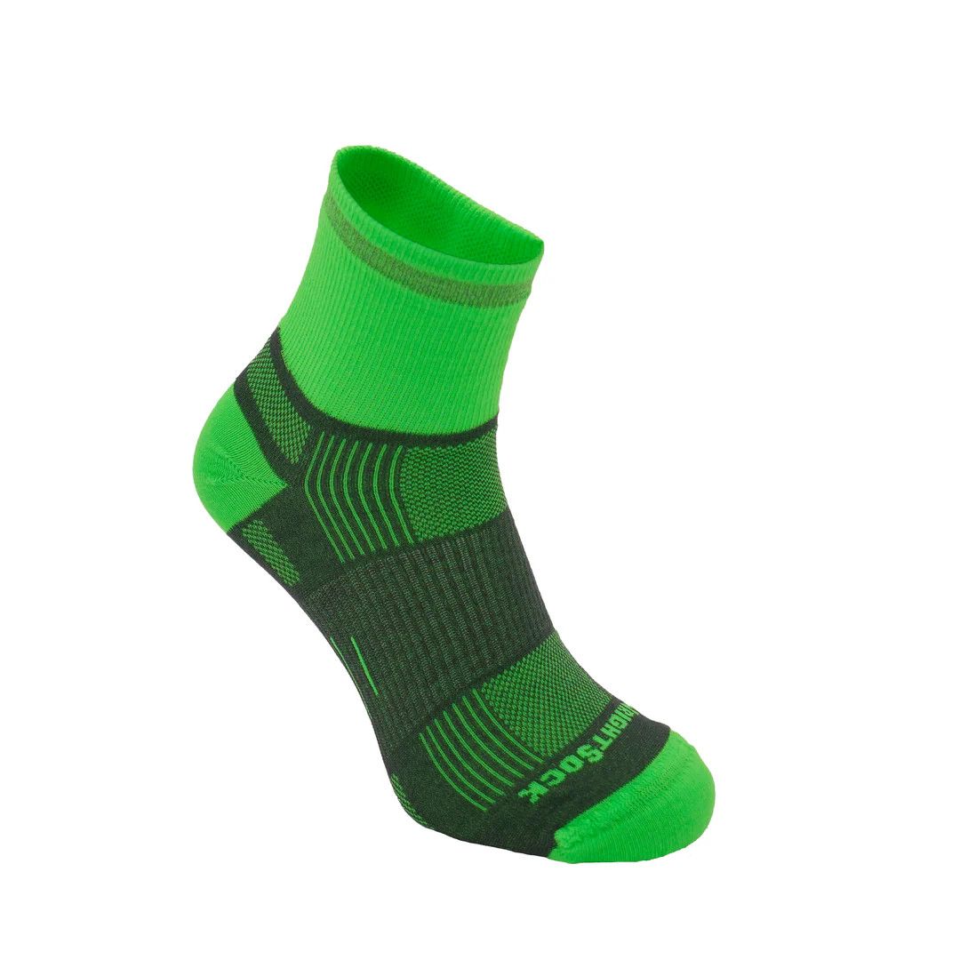 Run Reflective Mini Crew Anti Blister System, Color: Neon Green, Size: XL