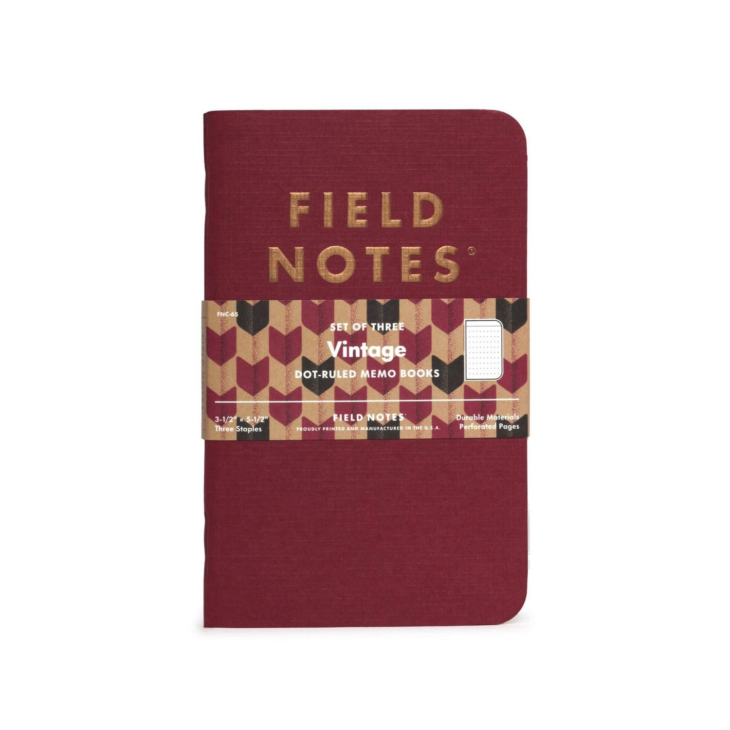 Field Notes Memo Books, Attribute 1: Vintage Dot Ruled, Attribute 2: 48 Pages, Attribute 3: Set Of 3