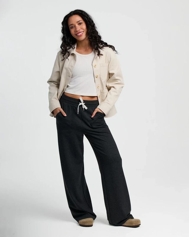 W Bamboo Lightweight Fleece Wide Leg Pant