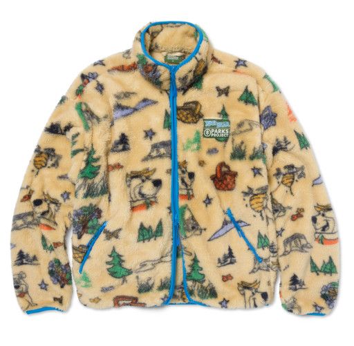 yogi bear x parks project shearling jacket, Color: multi color, Size: Small