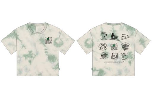 yogi bear x parks project leave it better boxy tee, Color: sage tie dye, Size: Small