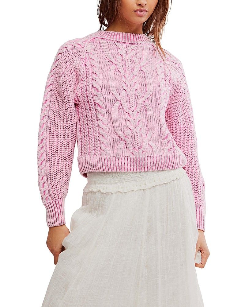 Frankie Cable Sweater, Color: Aurora Pink, Size: XS
