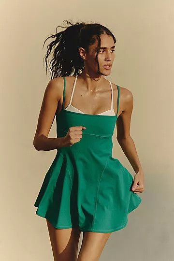 Baseline Tennis Dress, Color: Green Glow Combo, Size: M
