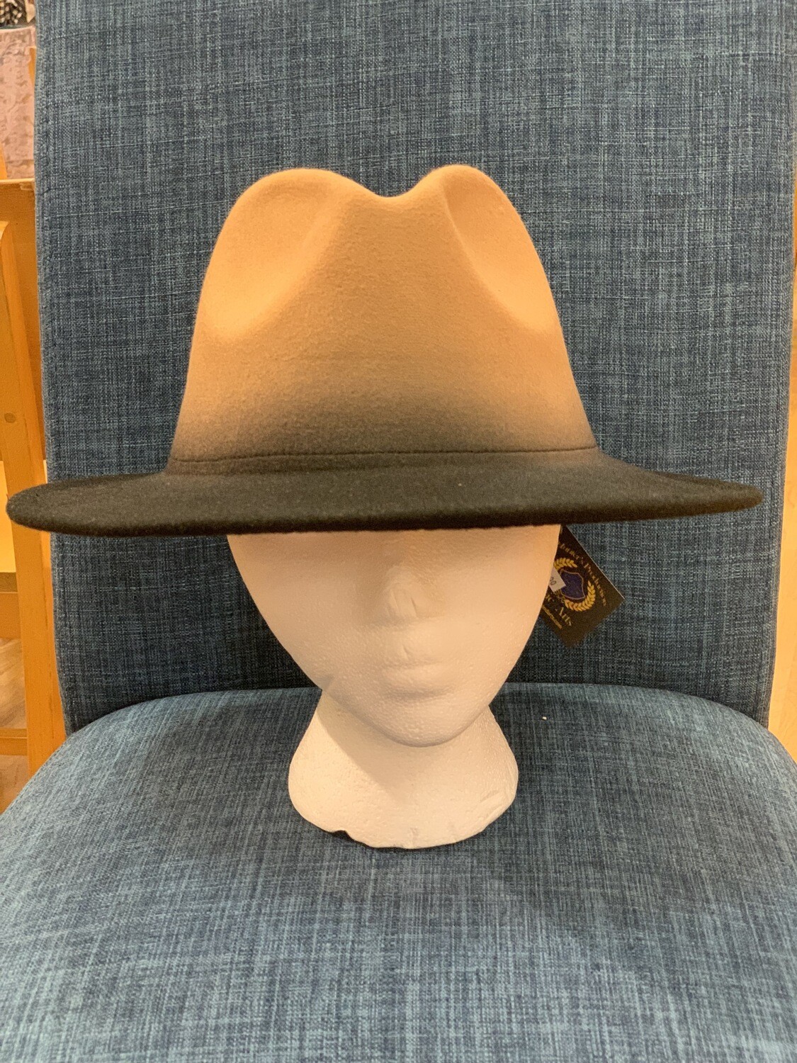 Tan and Black Fedora Hat