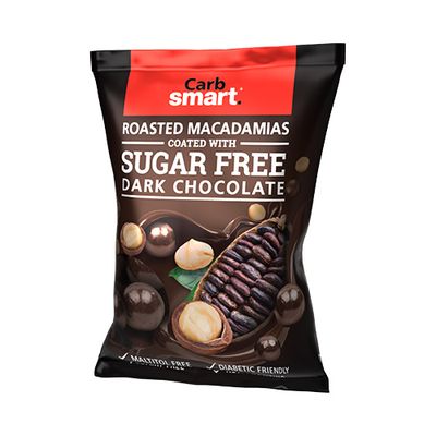 Carbsmart roasted Macadamia coated with dark chocolate