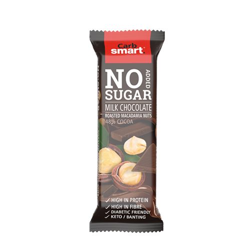 Carbsmart chocolate. Milk chocolate with macadamia nuts