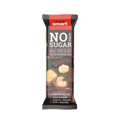 Carbsmart chocolate. Milk chocolate with macadamia nuts