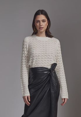 PC Dana Open Knit Pullover - Gardenia