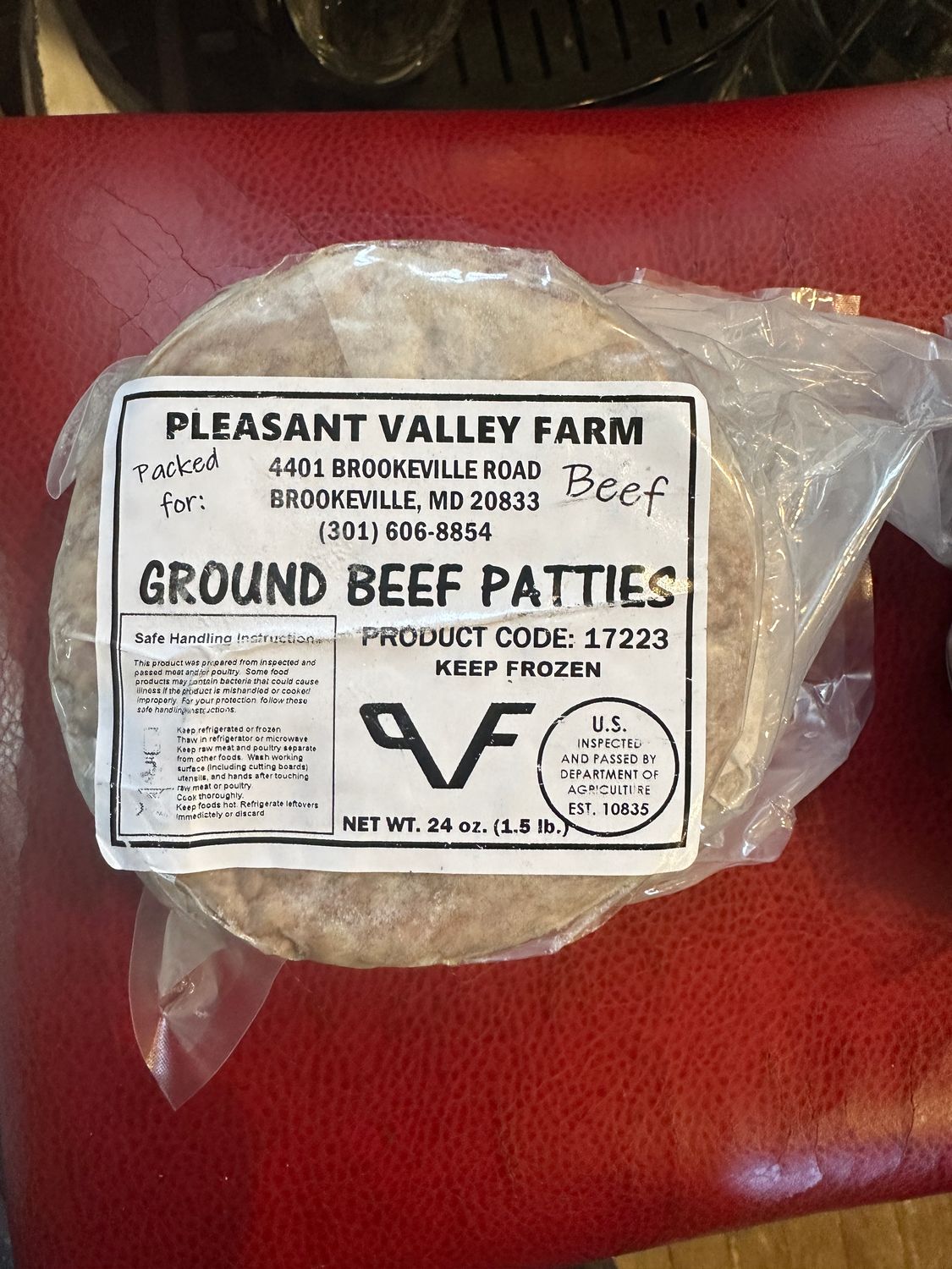 Ground Beef Patties-1 pound (4-quarter pound patties)