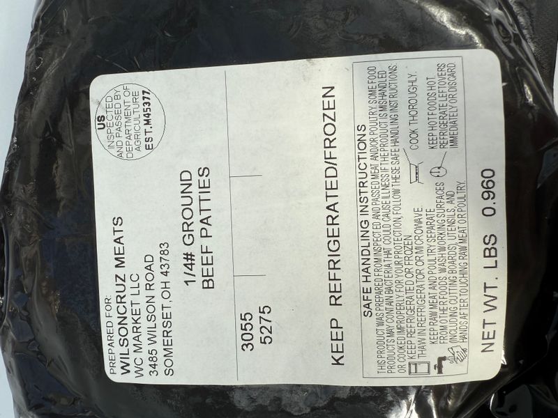 Beef Patties 4 pack, 1/4 lb each