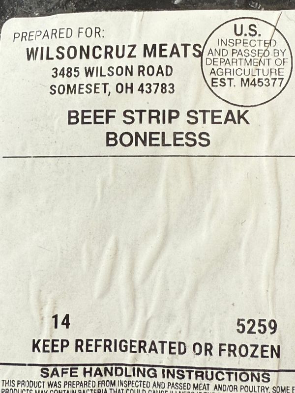 Beef NY Strip Steak