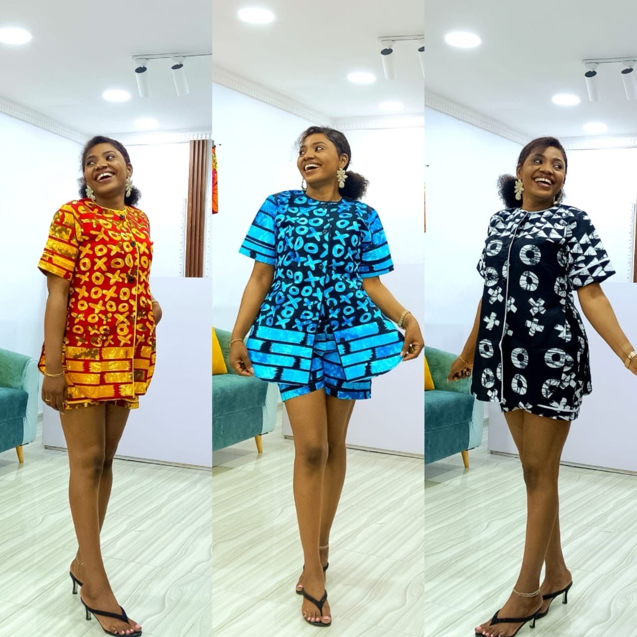 Ankara Top And Short Available In Blue And Black