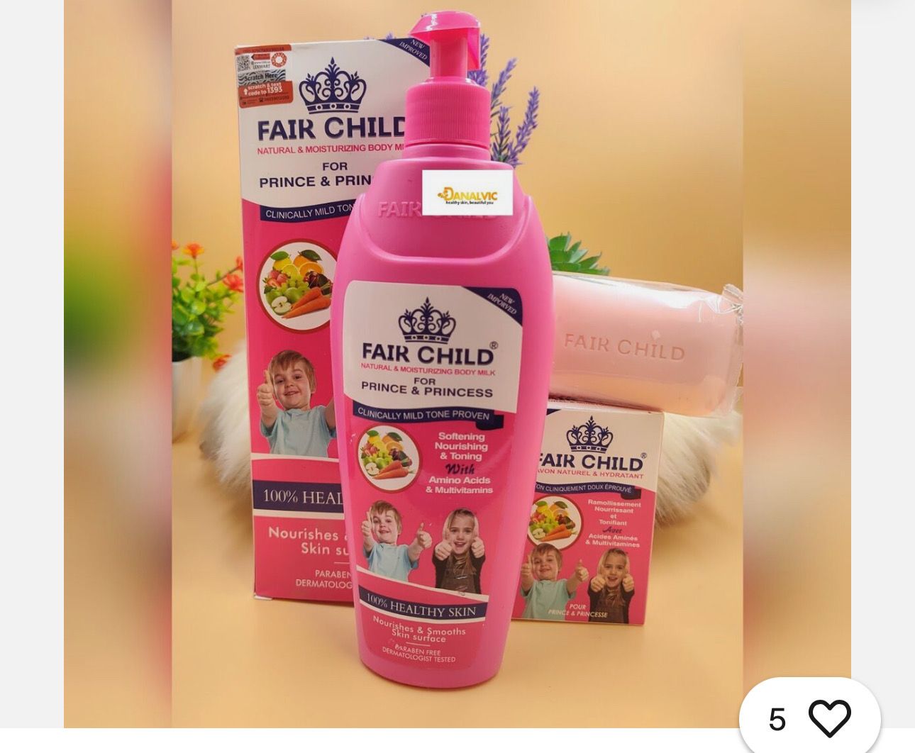 Fair child natural skin tone with amino &amp; vitamin body lotion &amp; 1 soap Kid+teens