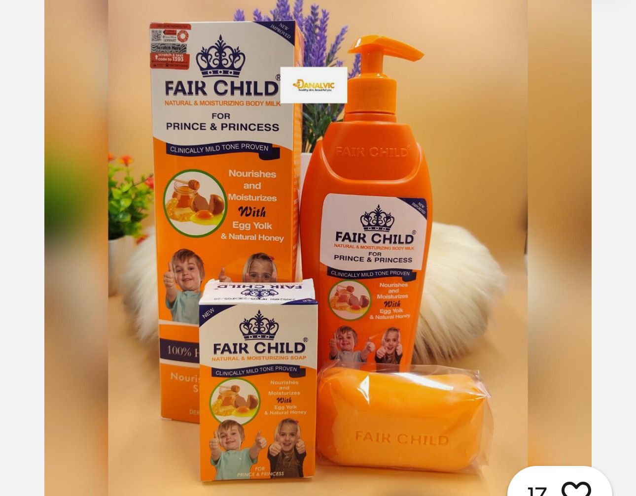 Fairchild natural skin tone with egg yolk+ honey body lotion &amp; soap Kid+teens 1 Soap 1 Lotion