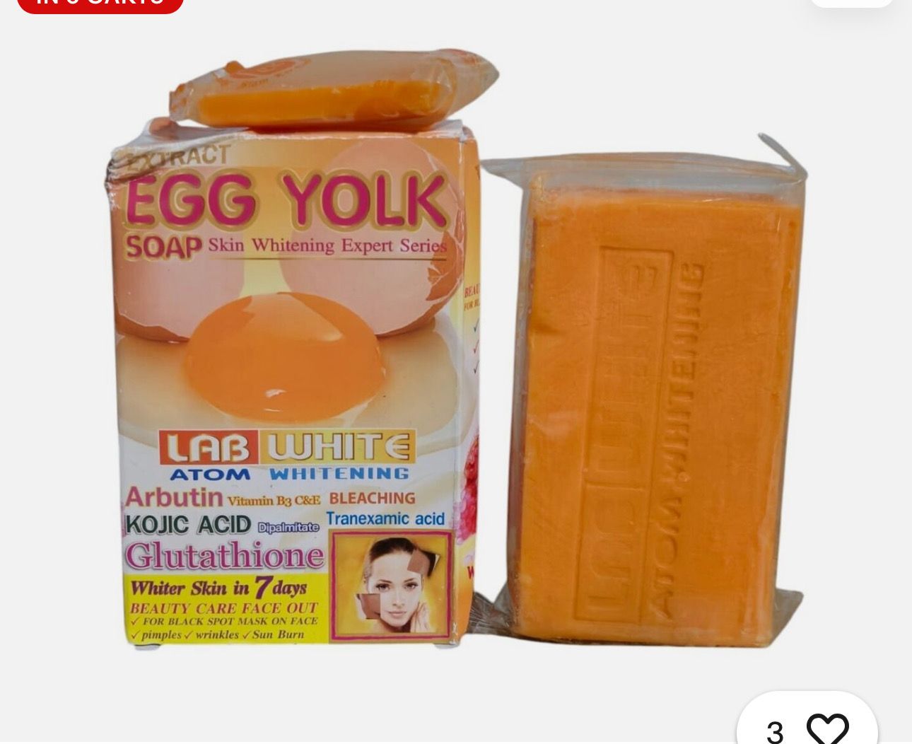 Extract L- white Egg Yolk Face &amp; Body Soap 1piece +Sample Small Size