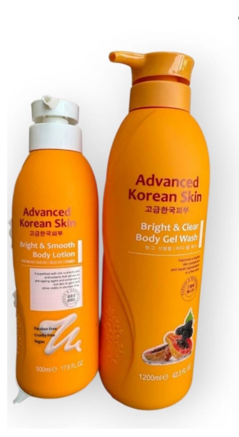 Advanced Korean Bright and Clear Body Gel Wash and Body Lotion