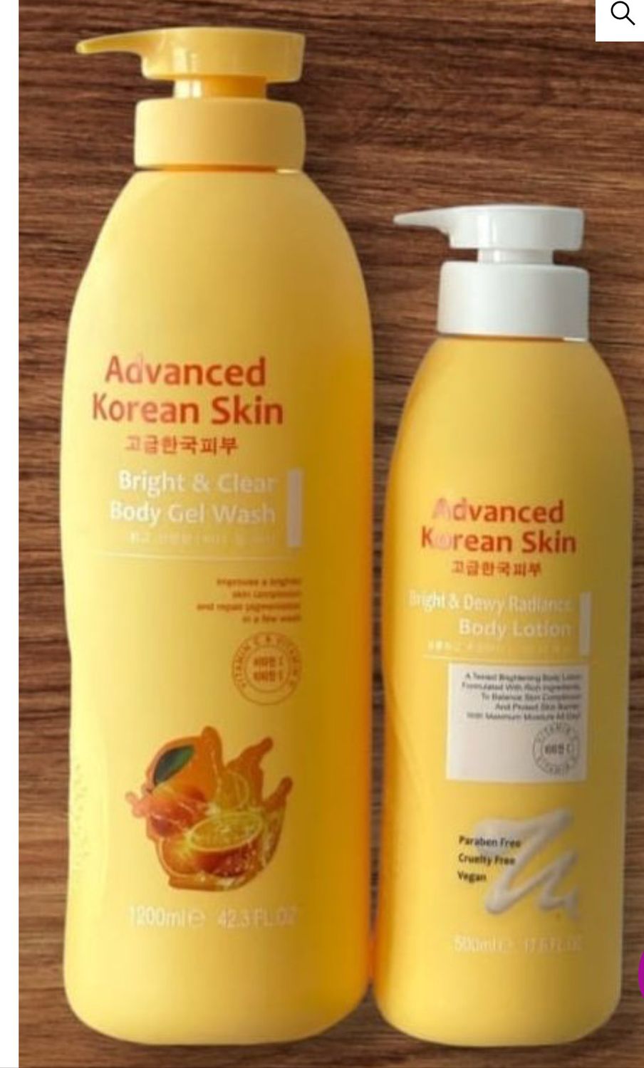 Advanced Korean Bright and Clear Body Gel Wash and Dewy and Bright Body Lotion
