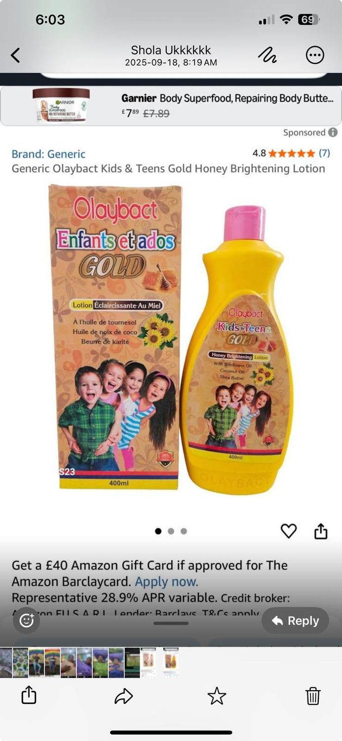 Olabatcy kiddies lotion and Teens