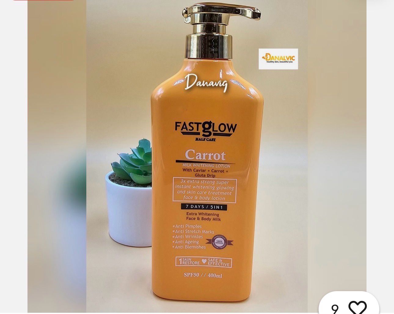 FAST Glow H-C CARROT Fast whitening body &amp; face Lotion 400ml 💯 Authentic