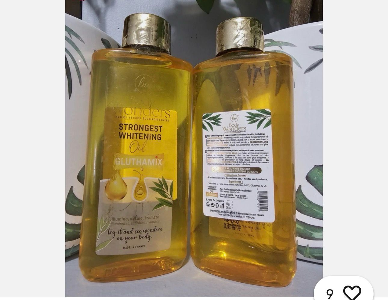 1×Body WONDERS Strongest Whitening Oil &amp; Gluthamix 200ml Made In France