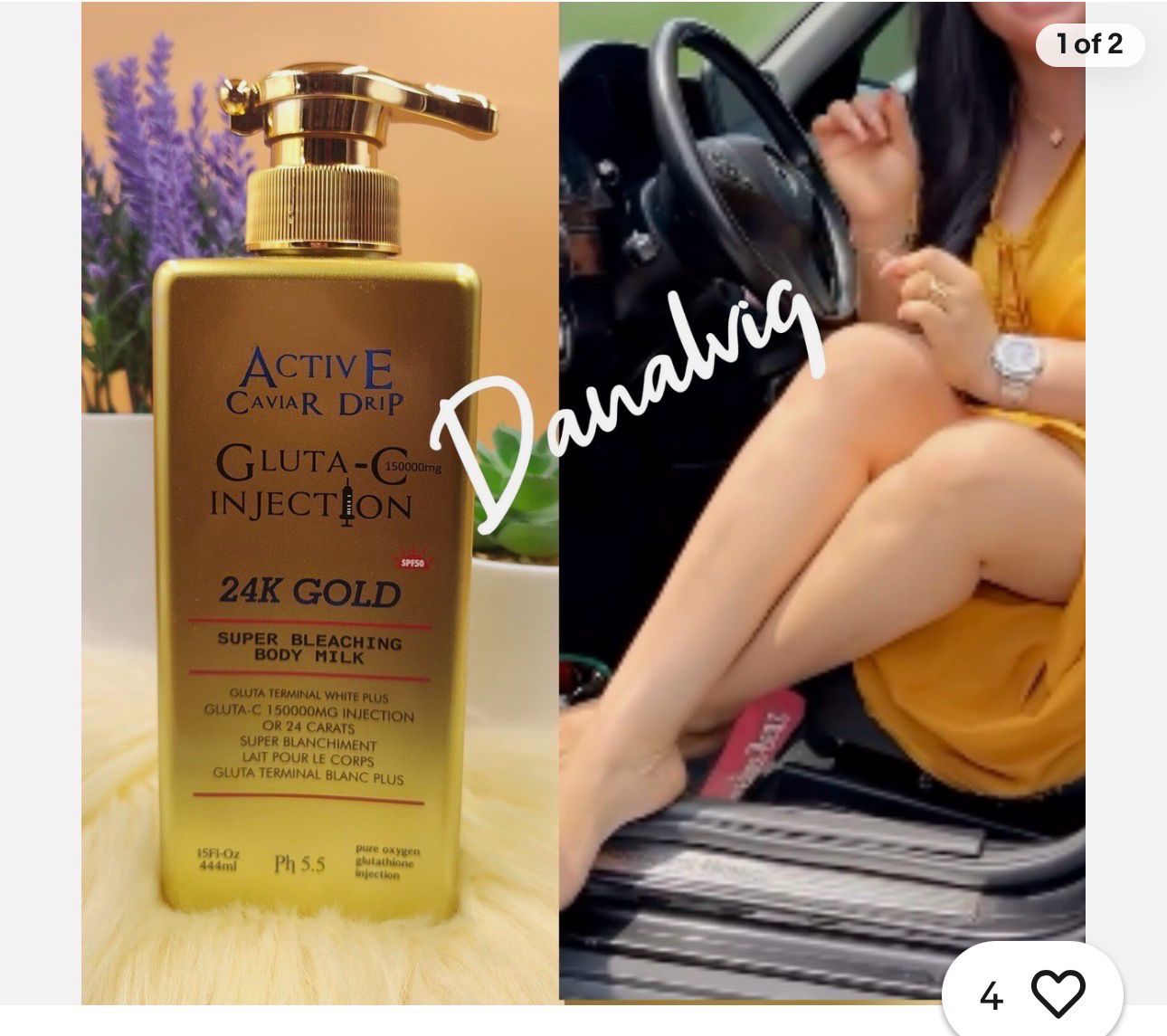 ACTIVE CAVIAR Super Bleacher Body Lotion. 24k Gold &amp; Glutathion 444mlX 1 Spf50