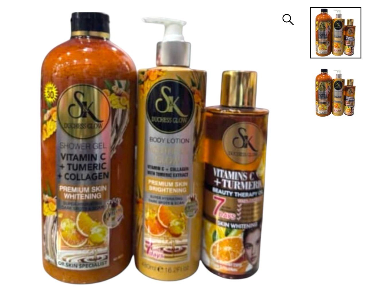 SK Duchess Vitamin C Collagen With Turmeric Extract Body Lotion and Shower Gel And Body oil