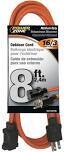 PowerZone OR501608 Orange Extension Cord, 16/3X8Ft