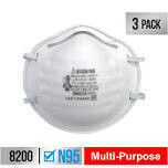 3M 8200H3-DC Sanding/Fiberglass Dust Masks, 3Pk