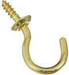 National Hardware N119-685 Solid Brass Cup Hook, 1" 4Pk