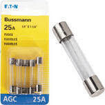 Bussman BP/AGC-25-RP Glass Tube Fuses, 25A, 5pk