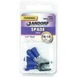 Jandorf 60923 Blue Forked Wire Terminals, 16-14Ga 1/4Stud