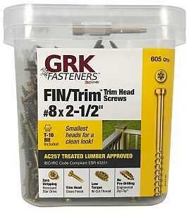 GRK 16730 Trim Head Finish Screws, 8X2-1/2&quot; 605Pk