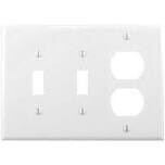 Eaton PJ28W Unbreakable Mid-Size White Double Switch/Receptacle Cover, 3G
