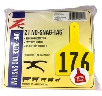 Yellow Cow Size Z-Tags, 176-200