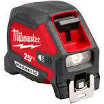 Milwaukee Compact Wide Blade 25Ft Tape Measure w/USB Rechargeable 100Lm Light