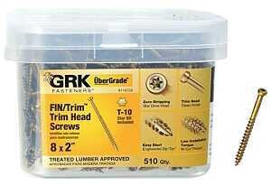 GRK Trim Head Finish Screws, 8X2&quot; 510pk
