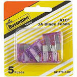 Bussman BP/ATC-3-RP Auto Blade Fuses, ATC-3