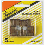 Bussman BP/ATC-5-RP Auto Blade Fuses, 5A, 5Pk