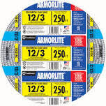 Southwire 68583401 Armorlite Building Wire, 12/3MC-BX X 250Ft