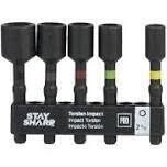 EAB Torsion Impact Rated Assorted Nut Drivers, 2-9/16&quot;, 1/4&quot; - 1/2&quot;, 5Pk