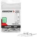Arrow RLA1/8IP Aluminum Pop Rivets, 1/8&quot;, 100Pk