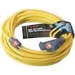 Yellow Pro-Style Extension Cord, 12/3X50Ft  w/Tri-Tap