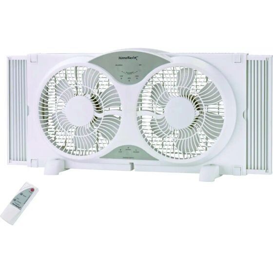 PowerZone BP2-9A White Window Fan, 9&quot; Reversible W/Remote Control