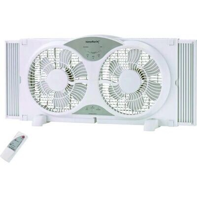 PowerZone BP2-9A White Window Fan, 9&quot; Reversible W/Remote Control