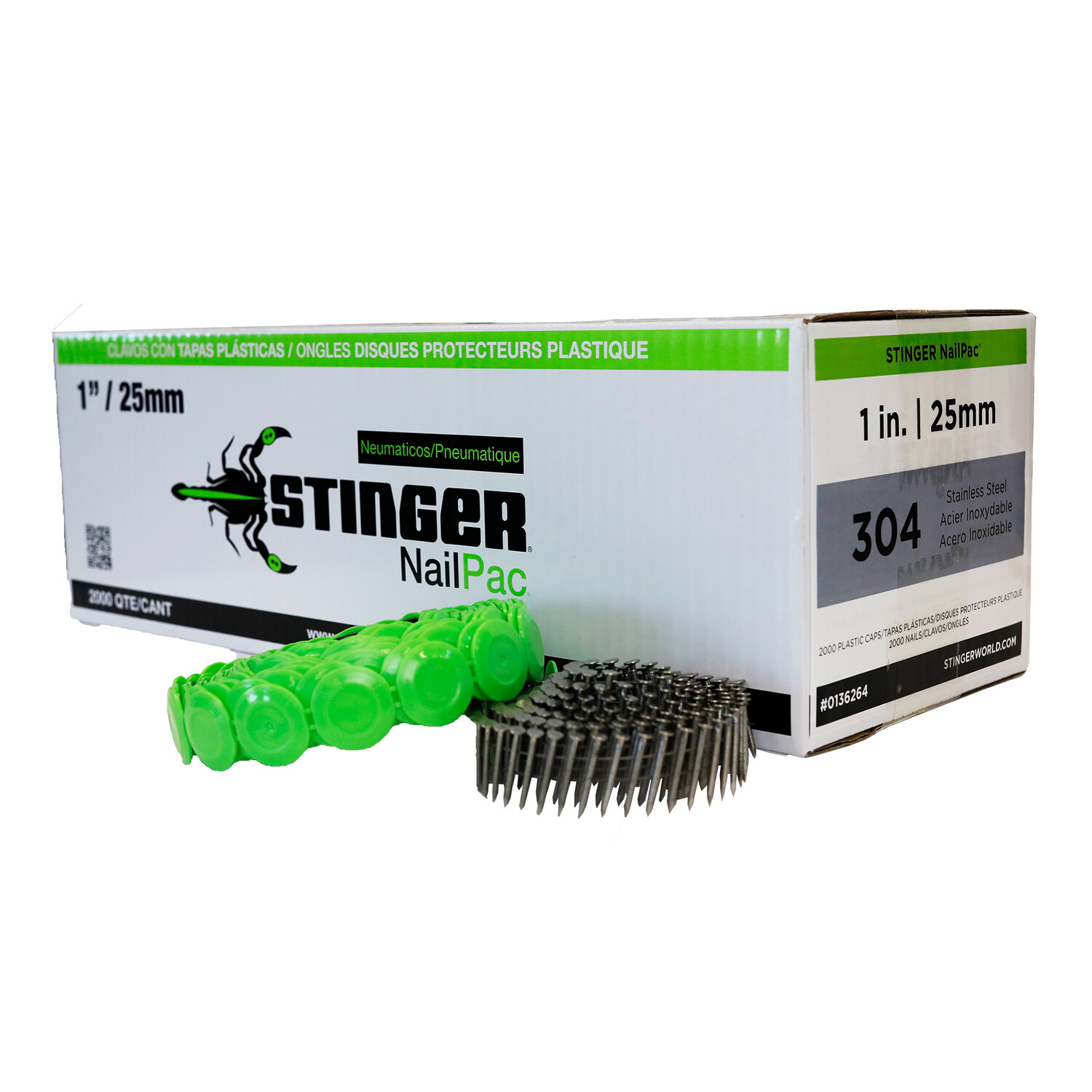 Stinger 1&quot; Ring-Shank NailPac, 2000BX