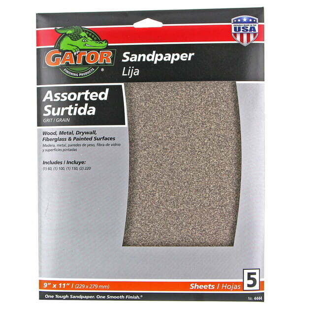 Gator 4444 Asst. Aluminum Oxide Sandpaper, 9X11 5Pk