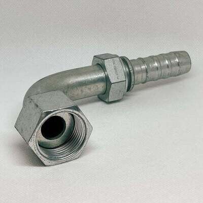 Hydraulic Fitting, 3/4&quot;X3/4&quot; Female Flat Face O-Ring 90 Deg