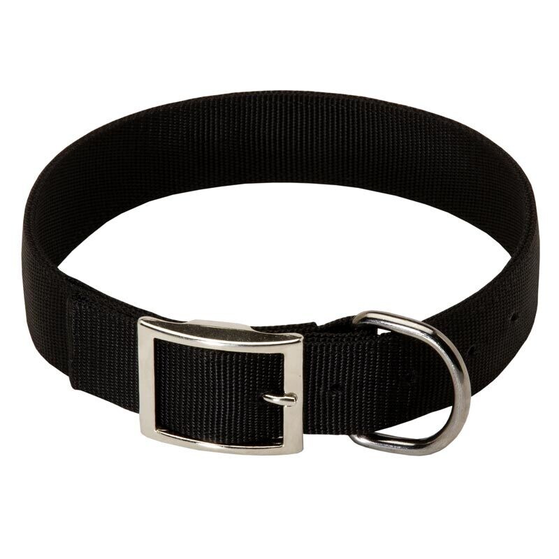 Leather Bros Black Nylon 2-Ply Dog Collar, 1&quot;X19&quot;