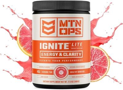 MTN OPS Ignite Energy Boost Pink Lemonade Dietary Supplement Drink Mix w/200mg Caffeine